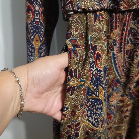 Vtg Jessica Howard By Mitchell Rodbell Womens Sz 12 Paisley Multi High Neck Maxi - Picture 8 of 12